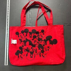 Disney Parks Mickey Mouse 1971 Canvas Tote Bag Double-Sided Red & Cream Reusable